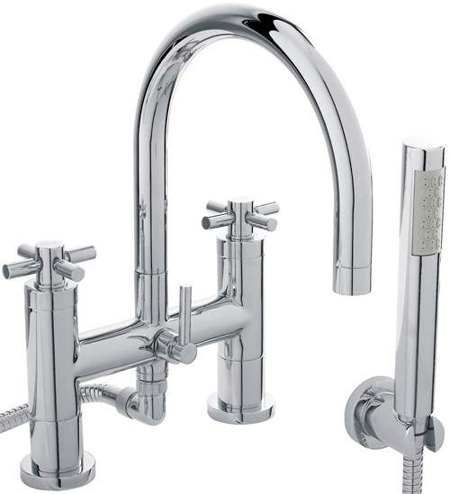 Hudson Reed Tec Bath Shower Mixer Tap, Large Spout & Cross Handles.