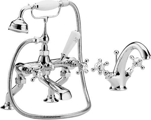 Hudson Reed Topaz Basin & Bath Shower Mixer Tap Set (Free Shower Kit).