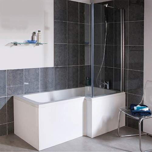 Ultra Baths Shower Bath With Panel & Screen. (Right Handed) 850x1500mm.