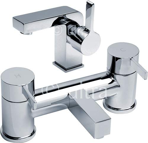 Ultra Venture Basin Mixer & Bath Filler Tap Set (Chrome).