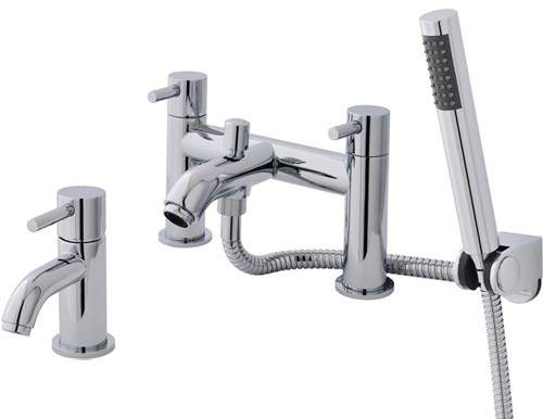 Ultra Verity Basin & Bath Shower Mixer Tap Set With Shower Kit  (Chrome).