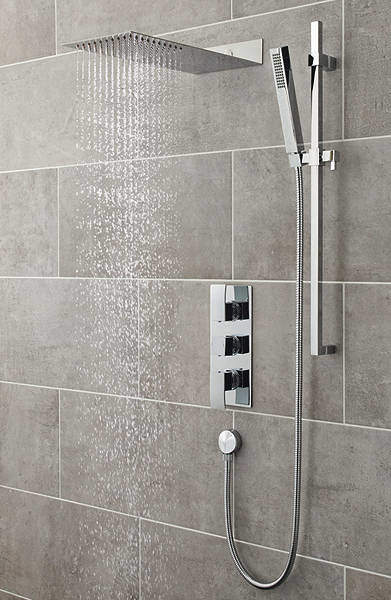 Ultra Vibe Vibe Triple Thermostatic Shower Valve, Head & Water Saving Kit.