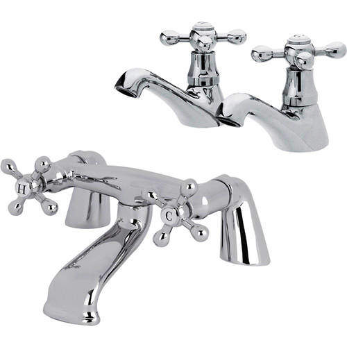 Nuie Viscount Basin & Bath Filler Taps Pack (Chrome).