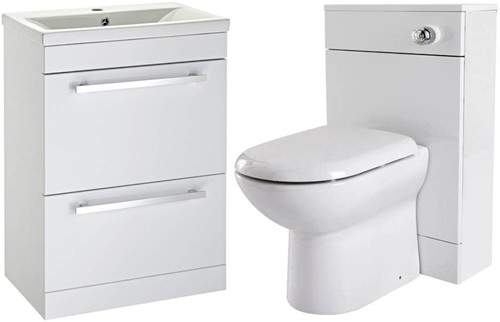 Premier Eden 600mm Vanity Unit Suite With BTW Unit, Pan & Seat (White).