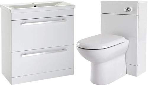 Premier Eden 800mm Vanity Unit Suite With BTW Unit, Pan & Seat (White).