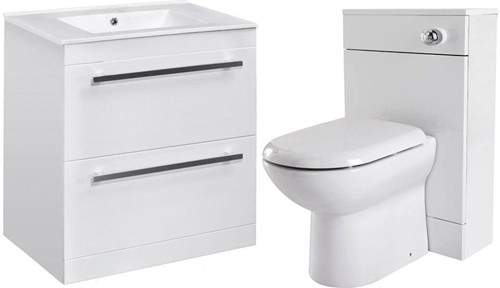 Premier Cardinal 800mm Vanity Unit Suite With BTW Unit, Pan & Seat (White).