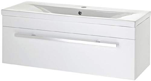 Premier Eden Wall Mounted Vanity Unit With Door (White). 1000x350mm.