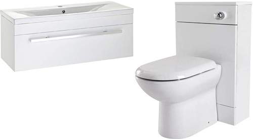 Premier Eden 1000mm Vanity Unit Suite With BTW Unit, Pan & Seat (White).