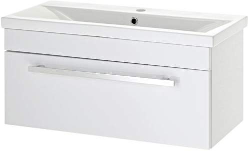 Premier Eden Wall Mounted Vanity Unit With Door (White). 800x350mm.