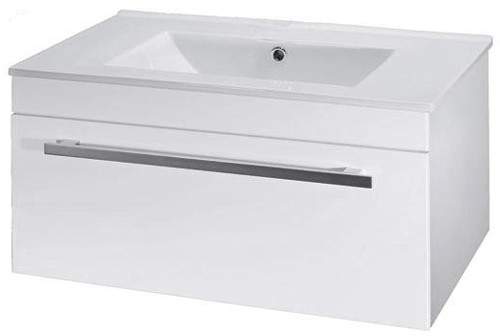 Premier Cardinal Wall Mounted Vanity Unit With Door (White). 800x350mm.