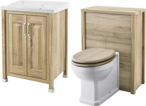 Old London Furniture 600mm Vanity & 600mm WC Unit Pack (Walnut).