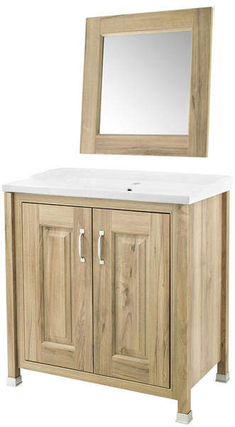 Old London Furniture 800mm Vanity & 600mm Mirror Pack (Walnut).