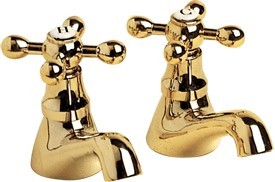 Viscount Basin Taps (Pair, Antique Gold, Special Order)