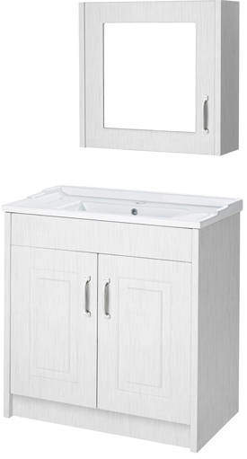 Old London York 800mm Vanity Unit & Mirror Cabinet Pack (White).