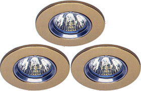 Lights 3 x Low voltage gold halogen downlighter with lamps & transformers.