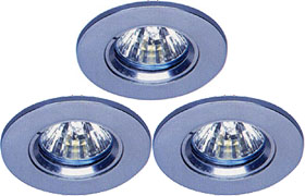 Lights 3 x Low voltage chrome halogen downlighter with lamps & transformers.