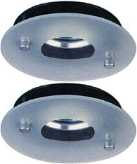 Lights 2 x Low voltage black & glass downlight with lamps & transformers.