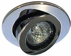 Lights Mains 240V chrome scoop directional  downlight and lamp.