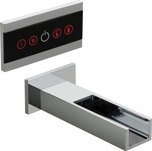 Vado Identity LED Wall Mounted Waterfall Basin Tap With Control Panel.