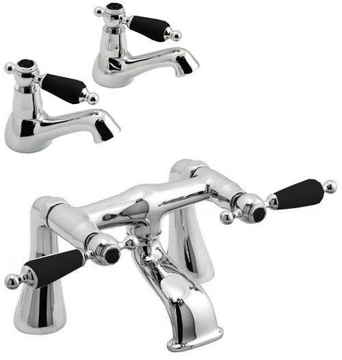 Vado Kensington Basin & Bath Filler Tap Pack (Chrome & Black).