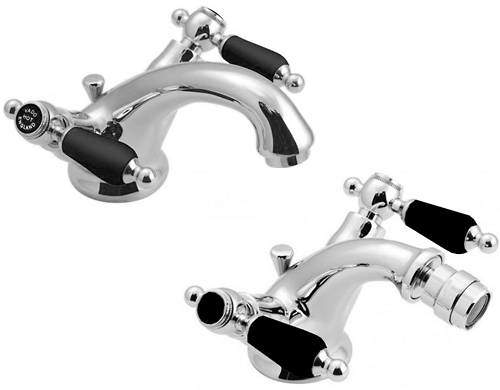 Vado Kensington Basin & Bidet Mixer Tap Pack (Chrome & Black).