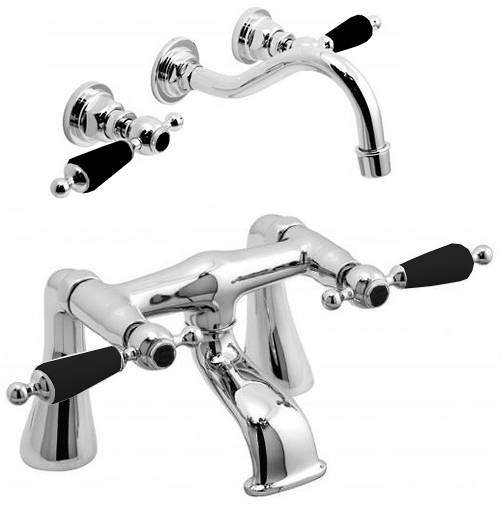 Vado Kensington Wall Mounted Basin & Bath Filler Tap Pack (Chrome & Black).