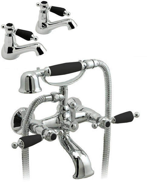 Vado Kensington Basin Taps & Wall Mounted BSM Tap (Chrome & Black).