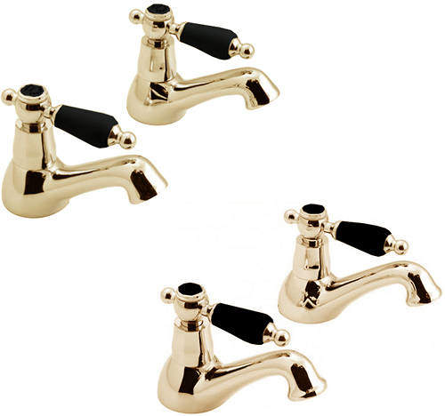 Vado Kensington Basin & Bath Taps Pack (Gold & Black).