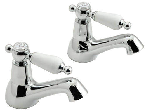 Vado Kensington Pillar Basin Taps (Chrome & White).