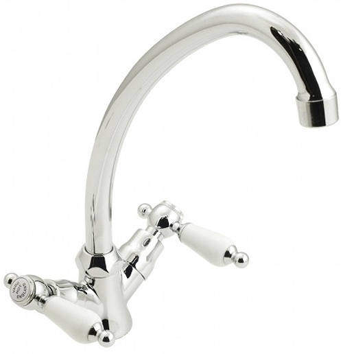 Vado Kensington Kitchen Mixer Tap With Swivel Spout (Chrome & White).