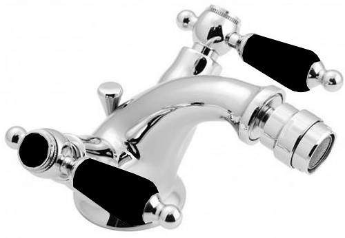 Vado Kensington Bidet Mixer Tap With Pop Up Waste (Chrome & Black).