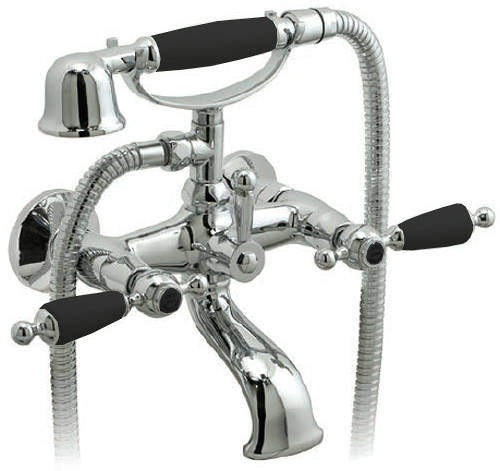 Vado Kensington Wall Mounted Bath Shower Mixer Tap (Chrome & Black).