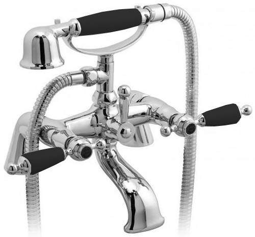 Vado Kensington Pillar Mounted Bath Shower Mixer Tap (Chrome & Black).