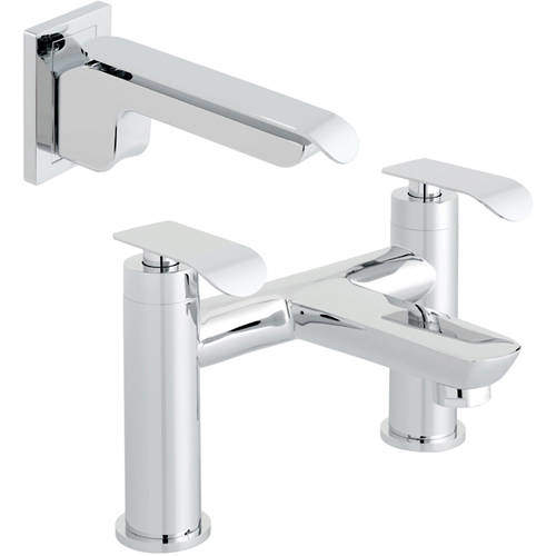 Vado Kovera Bath Filler Tap & Wall Mounted Basin Mixer Tap Pack (Chrome).