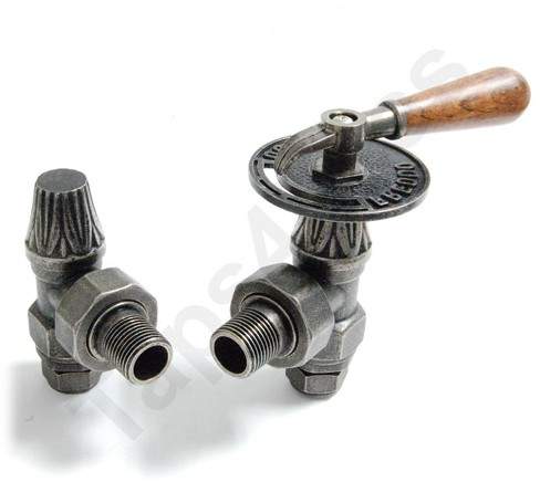 Crown Radiator Valves Abbey Manual & LS Angled Radiator Valves (Pewter).