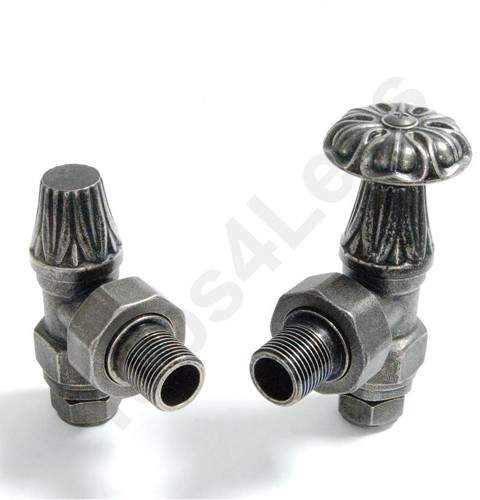 Crown Radiator Valves Abbey Manual & LS Angled Radiator Valves (Pewter).