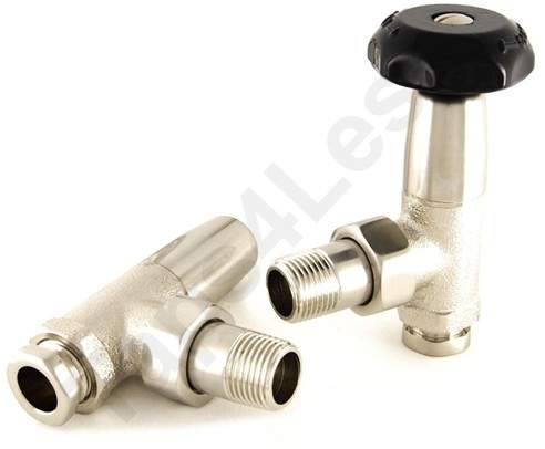 Crown Radiator Valves Bradley Angled Radiator Valves (Satin Nickel).