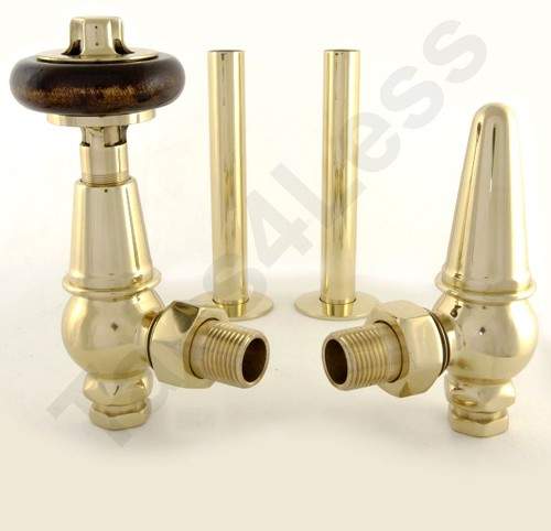 Crown Radiator Valves Thermostatic Angled Rad Valves Kit (Brass).