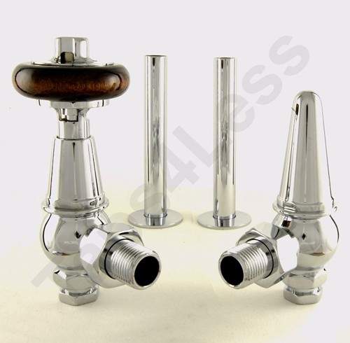 Crown Radiator Valves Thermostatic Angled Rad Valves Kit (Chrome).