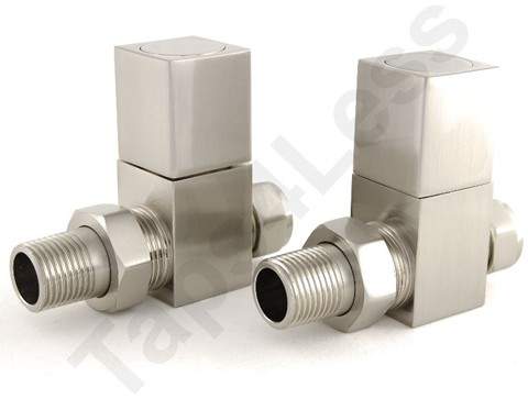 Crown Radiator Valves Cubex Straight Radiator Valves (Satin Nickel).