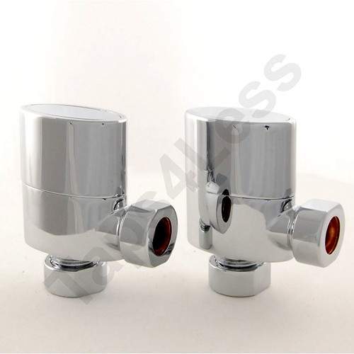 Crown Radiator Valves Ellipse Angled Radiator Valves (Chrome).