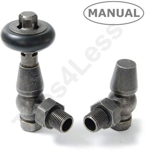 Crown Radiator Valves Eton Thermostatic Angled Radiator Valves (Pewter).