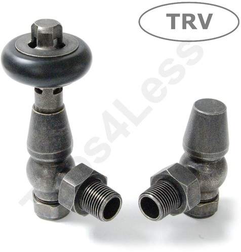 Crown Radiator Valves Thermostatic Angled Radiator Valves (Pewter).