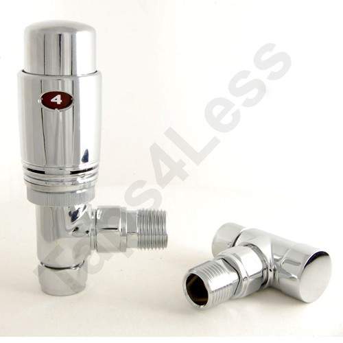 Crown Radiator Valves Thermostatic Angled Radiator Valves (Chrome).