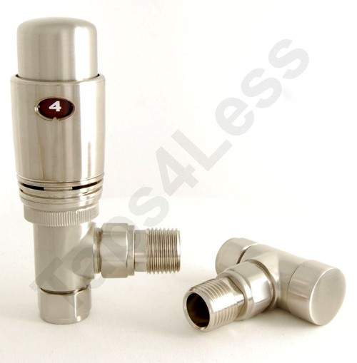 Crown Radiator Valves Thermostatic Angled Radiator Valves (S Nickel).