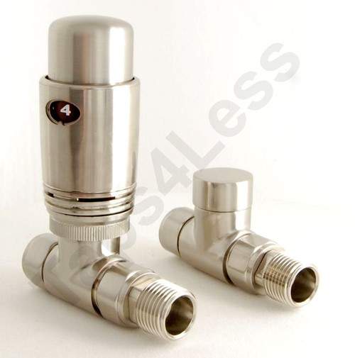 Crown Radiator Valves Thermostatic Straight Radiator Valves (S Nickel).