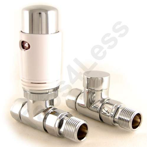 Crown Radiator Valves Thermostatic Straight Radiator Valves (White).