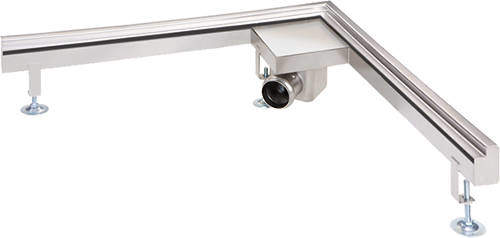 Waterworld Corner Wall Channel Gully 900x900mm (Stainless Steel).