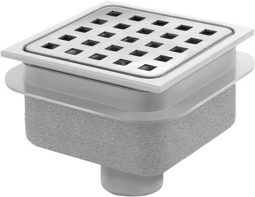 Waterworld Square Plastic Shower Gully With Bottom Outlet (100x100).