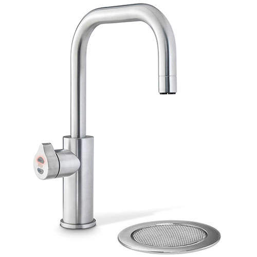 Zip Cube Design Filtered Boiling Water Tap & Font (Brushed Chrome).